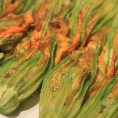 Baked Stuffed Zucchini Flowers or squash blossoms www.compassandfork.com