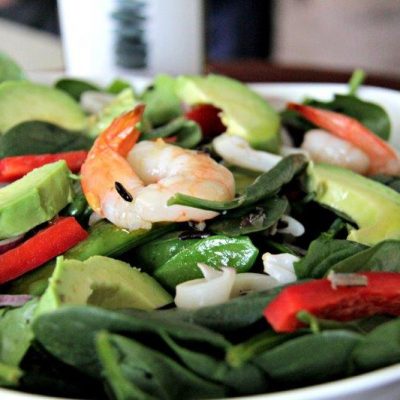 Ready to Eat - Colorful Grilled Seafood Salad with Wild Rice www.compassandfork.com