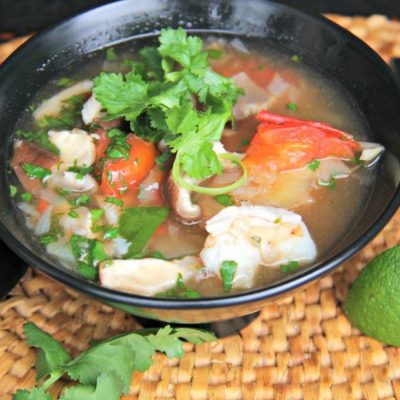 ready to eat - this tom yum soup wwill make you believe you are in thailand www.compassandfork.com