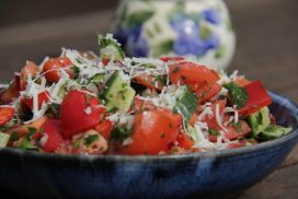 Shopska Salad from Bulgaria is the Perfect Choice - Serving www.compassandfork.com